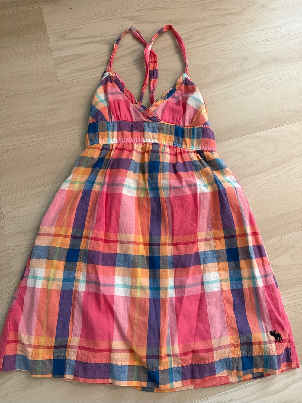 Girls Pink Plaid Sundress with Strappy Back